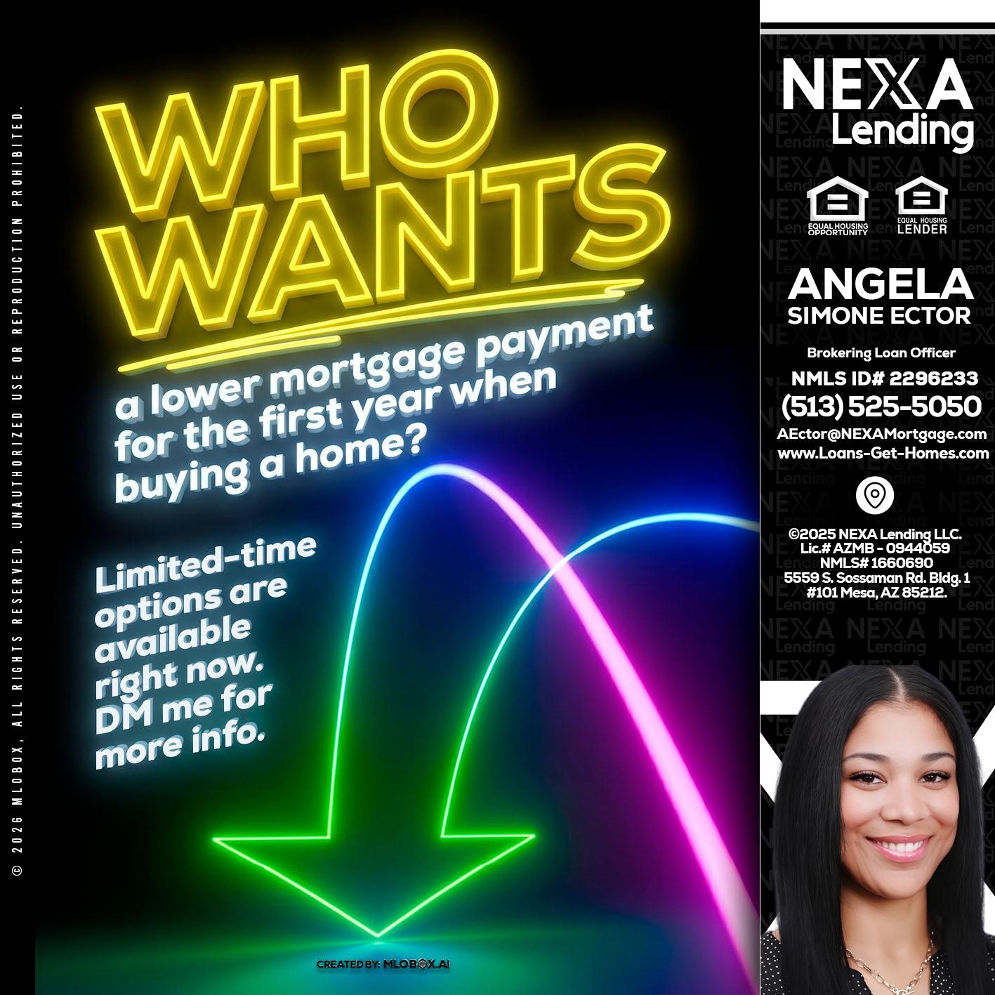 WHO WANTS - Angela Simone Ector -Brokering Loan Officer