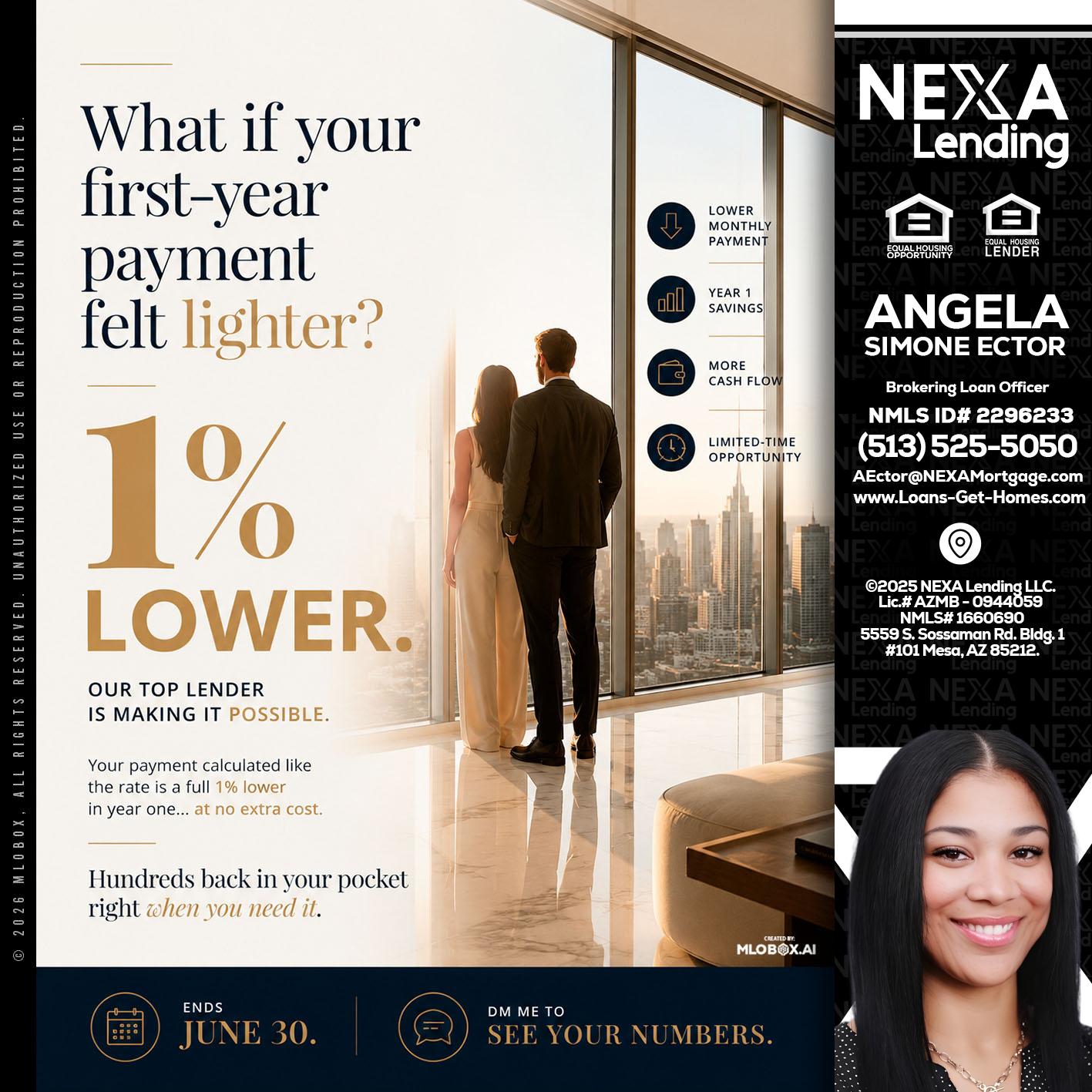 1% lower - Angela Simone Ector -Brokering Loan Officer