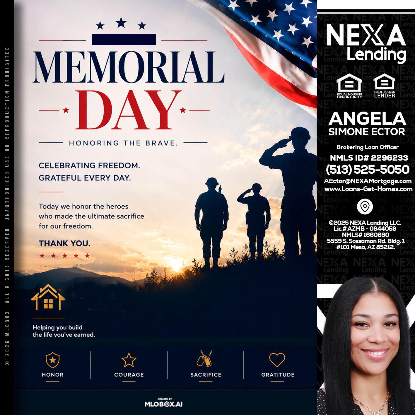 MEMORIAL DAY - Angela Simone Ector -Brokering Loan Officer